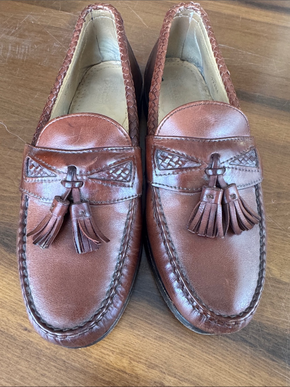 Allen Edmonds Brown Leather Tassel Loafers made in Italy size 10-11